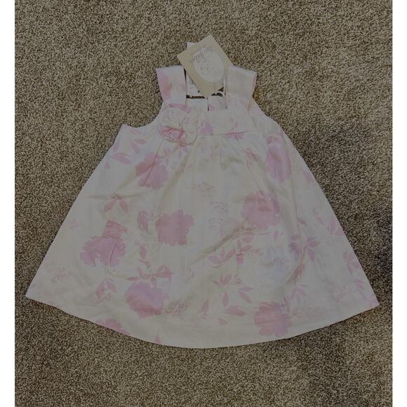 Les Bébé de Florian’s Dress 100% Cotton 6 Months Pink & White Made In France - Picture 1 of 6